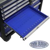 Filled tool trolley with 14 drawers